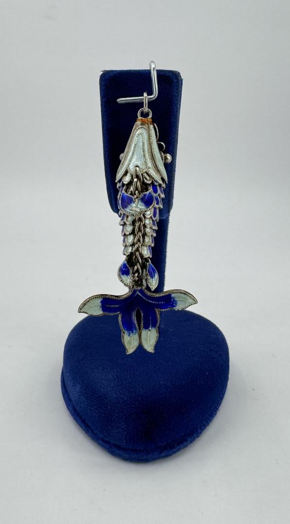 Chinese Sterling Silver Cloisonne Koi Fish