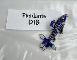 Chinese Sterling Silver Cloisonne Koi Fish