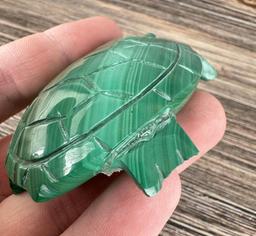 African Carved Malachite Turtle