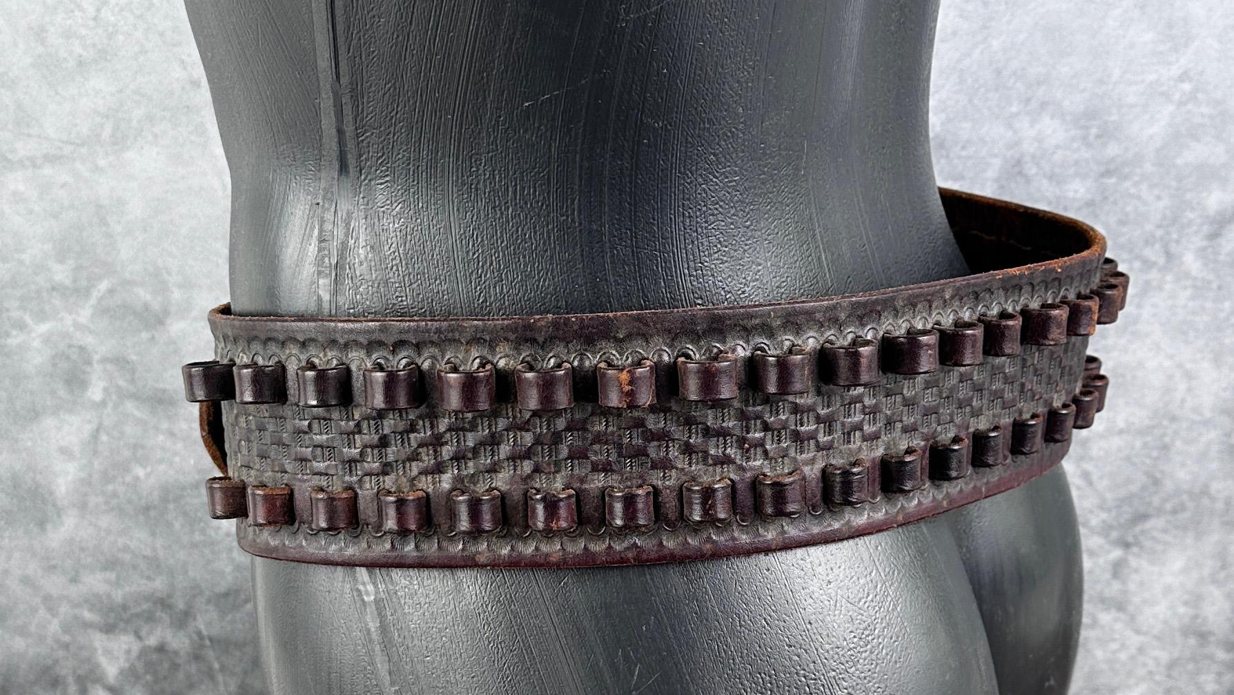 Idaho Tooled Leather Cartridge Belt