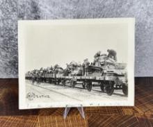 WWI WW1 US Army Tanks on Railroad France Photo