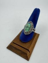 Sterling Silver Abalone Marcasite Ring