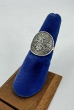 Sterling Silver Six Pence Ring 1959
