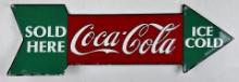 1990 Coca Cola Tin Arrow Sign