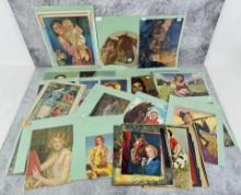 Large Collection of Antique Pin Up Girl Prints