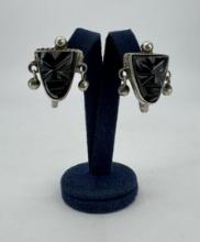 Taxco Mexico Sterling Silver Aztec Earrings