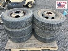 Set of 6- 8 Lug Dodge Wheels and LT235/85R16 Tires