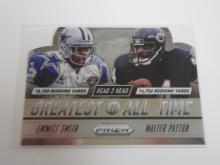 RARE 2014 PANINI PRIZM EMMITT SMITH WALTER PAYTON HEAD TO HEAD DIE CUT GOAT