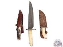 Three American Craftsman Damascus Fixed Blade Knives G. Root & Charlton