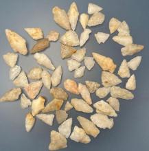 57 Fine Quartz Points, Arrowheads, Longest is 1 3/4", Mainly Found in Gloucester County, NJ