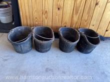 4, rubber black feed buckets