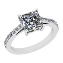 Certified 1.78 Ctw VS/SI1 Diamond 18K White Gold Promises Ring