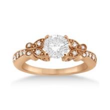 Butterfly Diamond Engagement Ring Setting 14k Rose Gold 1.20ctw
