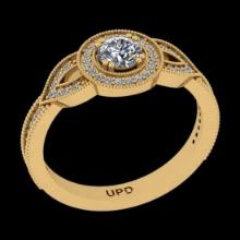 0.71 Ctw VS/SI1 Diamond 14K Yellow Gold Engagement Halo Ring