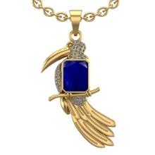 2.73 Ctw SI2/I1 Blue Sapphire and Diamond 14K Yellow Gold Necklace