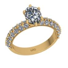 2.34 Ctw HRD Certificate Diamond Set 14K Yellow Gold Engagement Ring