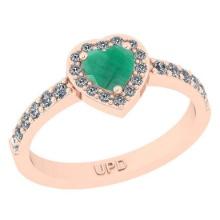 0.83 Ctw SI2/I1 Emerald And Diamond 14K Rose Gold Anniversary Ring