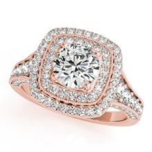 Square Double Halo Diamond Engagement Ring 14k Rose Gold 2.00ctw