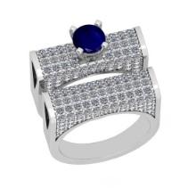 3.31 Ctw SI2/I1Blue Sapphire and Diamond 14K White Gold Engagement set Ring