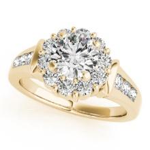 CERTIFIED 18K YELLOW GOLD 1.54 CTW J-K/VS-SI1 DIAMOND HALO ENGAGEMENT RING