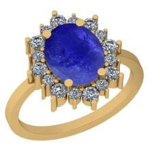 3.75 Ctw SI2/I1 Tanzanite And Diamond 14K Yellow Gold Vintage Style Ring