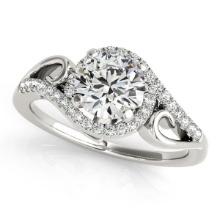 CERTIFIED 14K WHITE GOLD 1.00 CTW J-K/VS-SI1 DIAMOND HALO ENGAGEMENT RING