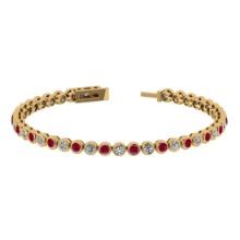 3.08 Ctw SI2/I1 Ruby and Diamond 14K Yellow Gold Bracelet