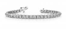 14K WHITE GOLD 2.50 CTW G-H I1/I2 HALF BEZEL CIRCLE LINK DIAMOND TENNIS BRACELET