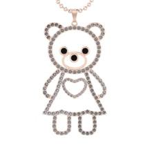 3.56 Ctw SI2/I1 Treted Fancy Black Diamond Prong Set 14K Rose Gold Teddy Pendant Necklace