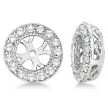 Vintage Style Round Cut Diamond Earring Jackets 14k White Gold 0.40ctw