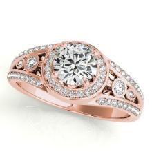 CERTIFIED 18K ROSE GOLD 1.15 CTW J-K/VS-SI1 DIAMOND HALO ENGAGEMENT RING