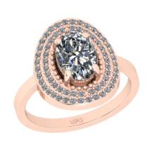 1.83 Ctw HRD Certificate Diamond Set 14K Rose Gold Engagement Ring