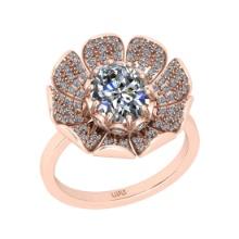 1.60 Ctw GIA Certificate Diamond Set 14K Rose Gold Engagement Ring