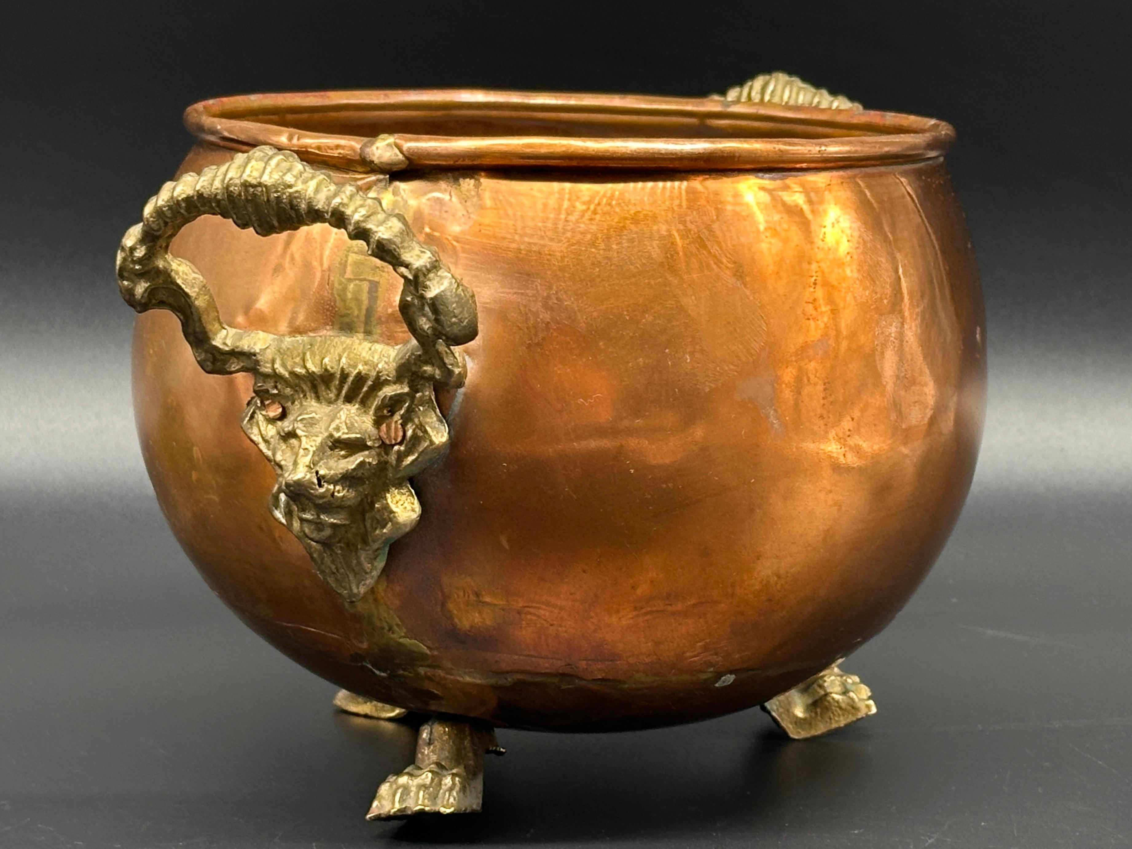 Double Handle Footed Copper Pot