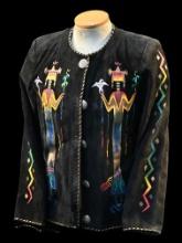Vintage Char Suede Hand Painted Jacket with Concho Buttons