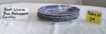 DICKENS DAYS COACHING  Royal Wessex Blue Shakespeare PLATES SET OF 6