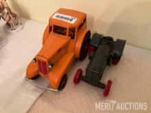 M & M steel toy tractor and McCormick Deering toy tractor