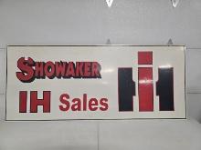 Metal Showaker IH Sales sign double-sided 66" wide 28" high good condition