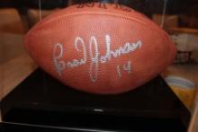 NFL Superbowl Champion QB, Brad Johnson Signed Football and case.