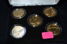 Set Of 5 U.S State Quarters, 24kt Gold Plated