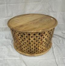 Round Tribal Carved Cocktail Table