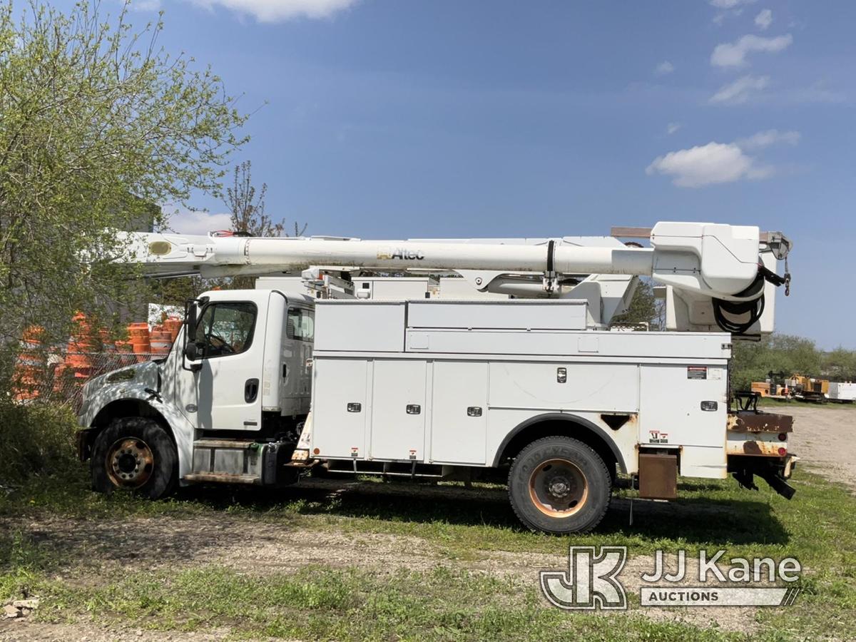 (Bellport, NY) Altec AM55, Over-Center Material Handling Bucket rear mounted on 2011 Freightliner M2