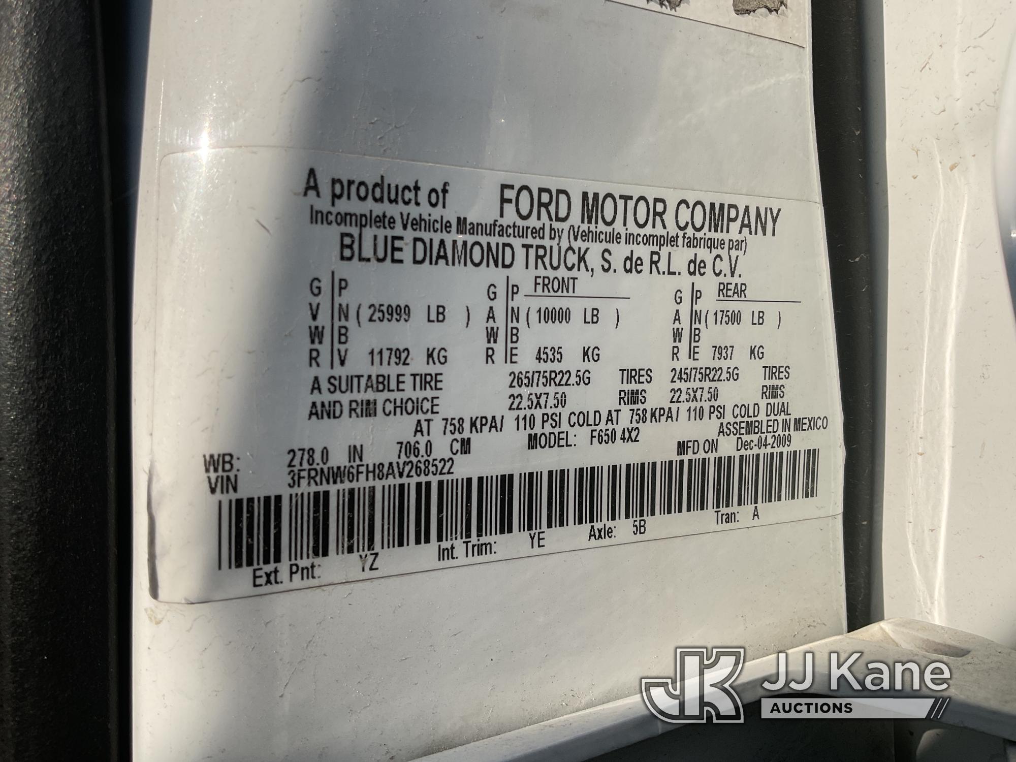 (Jurupa Valley, CA) 2010 Ford F650 Crew Cab Van Body Truck Must Be Registered Out Of State Due To CA