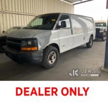 2003 Chevrolet Express G3500 Extended Cargo Van Runs, Moves, Paint Damage On Roof, Body Damage