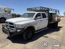 (Keenesburg, CO) 2014 RAM 5500 4x4 Crew-Cab Flatbed Truck Runs & Moves) (Check Engine Light On, Emis