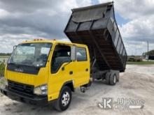 2006 Isuzu NPR Crew-Cab Dump Debris Truck Runs, Moves & Dump Operates) (Engine Issues, Engine Warn L