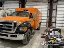 2012 Ford F750 Chipper Dump Truck Runs & Moves, Dump Bed Operates) (Jump to Start, Cracked Windshiel