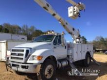 Altec AA755, Material Handling Bucket Truck rear mounted on 2013 Ford F750 Utility Truck Runs, Moves
