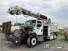 Altec DM47-BB, Digger Derrick rear mounted on 2014 Freightliner M2 106 4x4 Flatbed Truck Wrecked, No