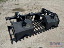 Dual Cylinder 75in Grapple Bucket Skid Steer Attachment